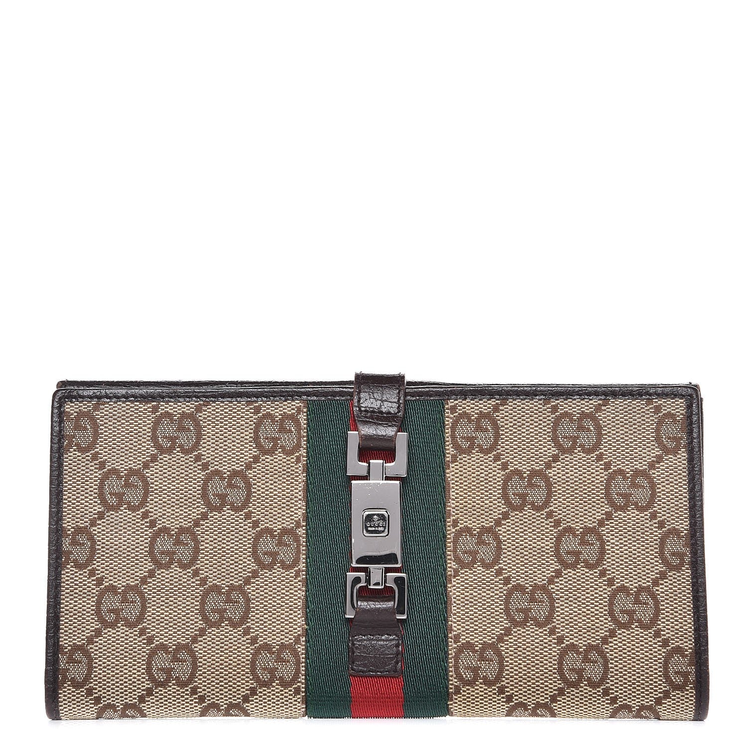 Gucci Monogram Calfskin Web Blake Continental Wallet Brown 1 of 11