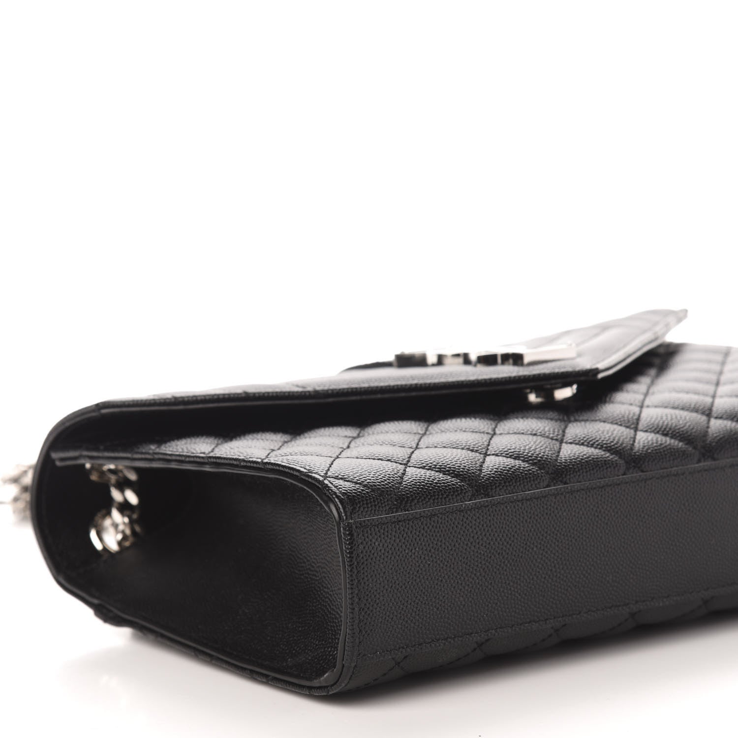 Saint Laurent Grain De Poudre Textured Mixed Matelasse Triquilt Medium Monogram Satchel Black 7 of 9