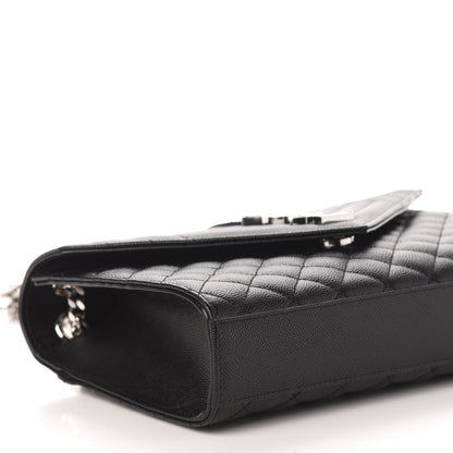 Saint Laurent Grain De Poudre Textured Mixed Matelasse Triquilt Medium Monogram Satchel Black 7 of 9
