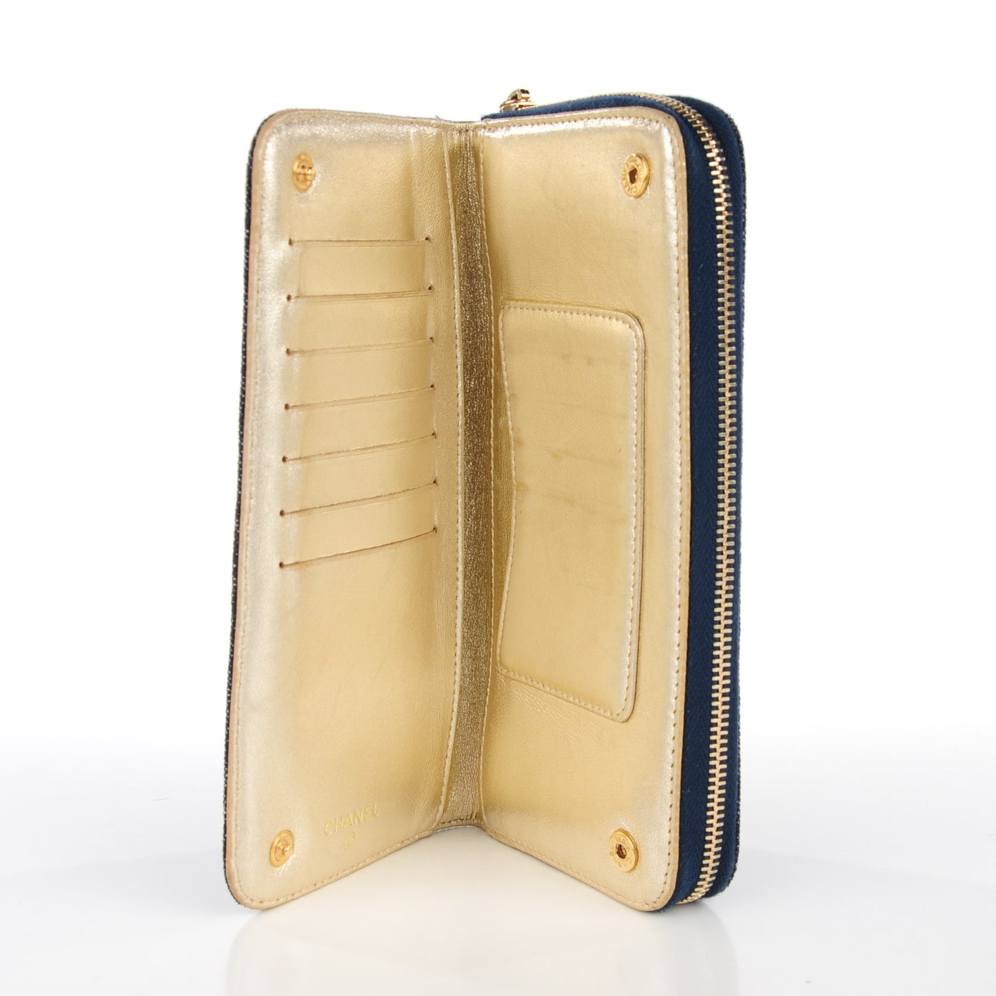 Denim CC Zip Around Wallet