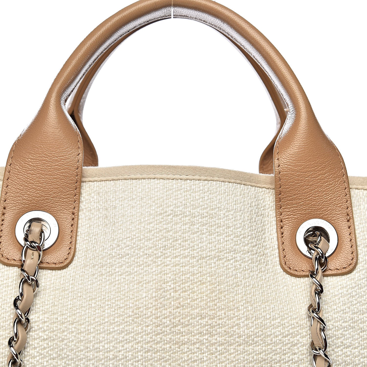 Chanel Canvas Large Shopping Tote White Beige 12 of 16