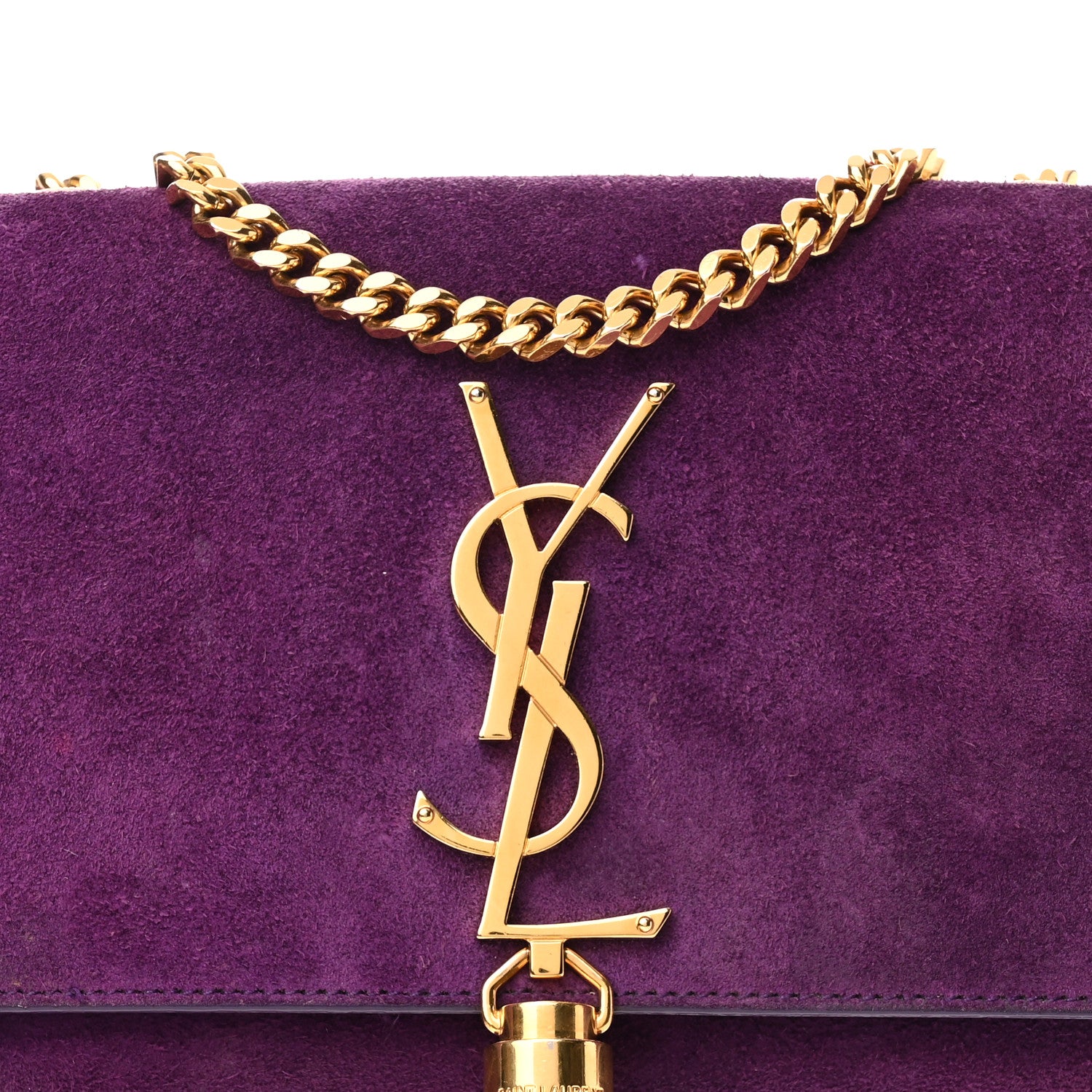 Saint Laurent Suede Small Classic Monogram Kate Tassel Satchel Purple 7 of 12