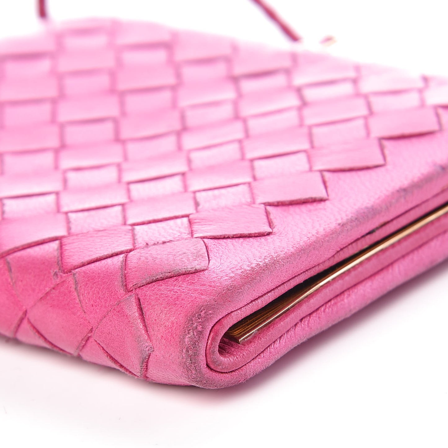 Nappa Intrecciato Kisslock Clutch Pink