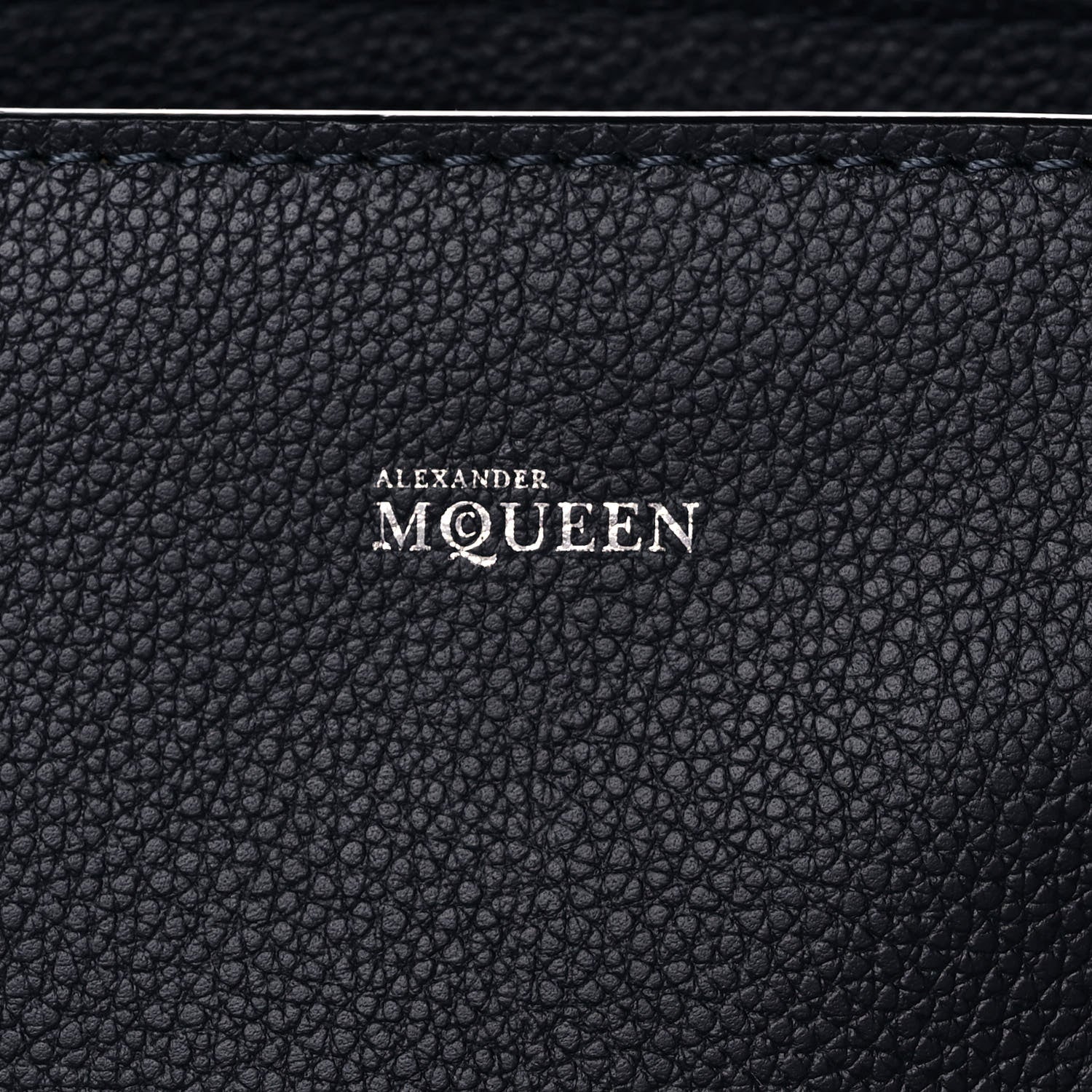 Alexander McQueen Pebbled Calfskin Large Skull Padlock Zip Around Tote Navy 10 of 17