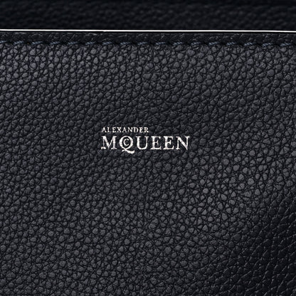 Alexander McQueen Pebbled Calfskin Large Skull Padlock Zip Around Tote Navy 10 of 17