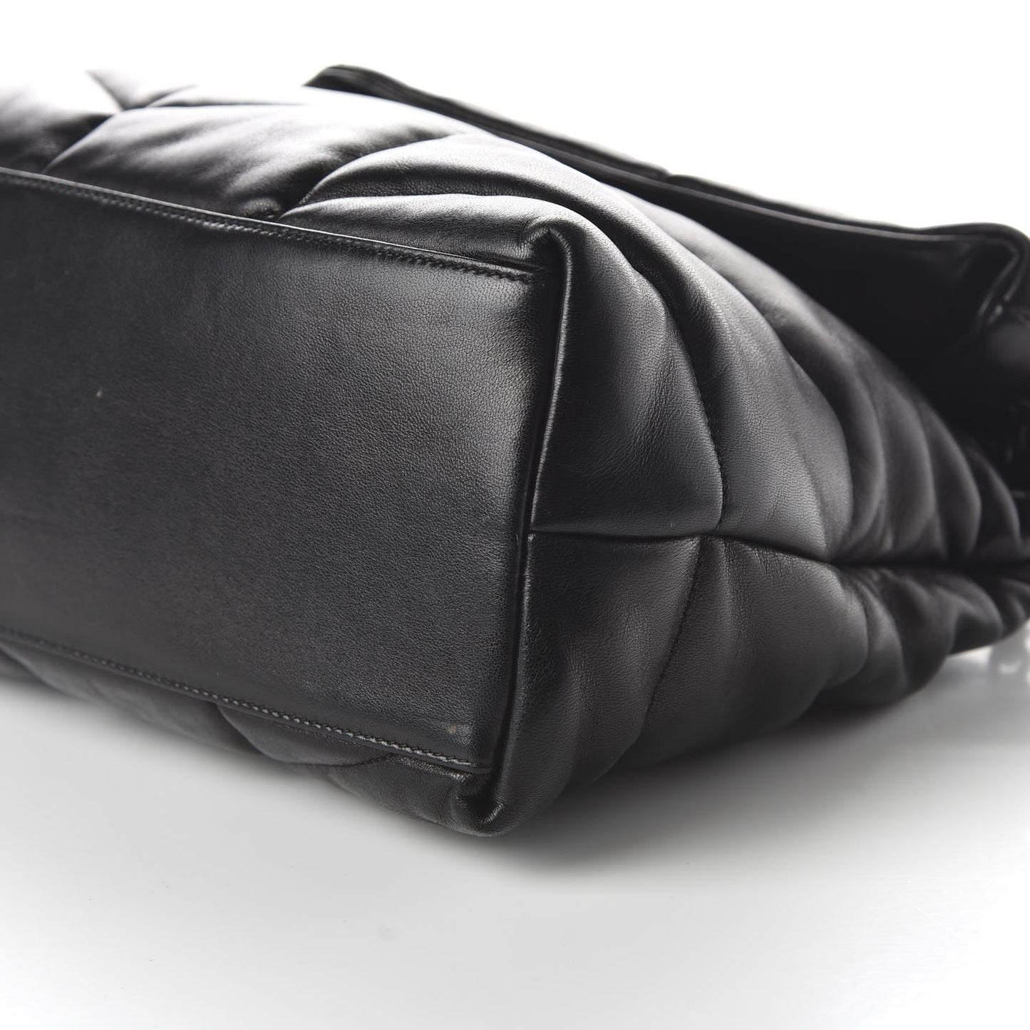 Lambskin Quilted Medium Loulou Puffer Monogram Chain Satchel Black