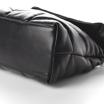 Saint Laurent Lambskin Quilted Medium Loulou Puffer Monogram Chain Satchel Black 7 of 9