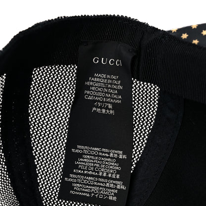 Gucci X SEGA Calfskin GUCCY Stars Baseball Hat M Black Gold 10 of 10