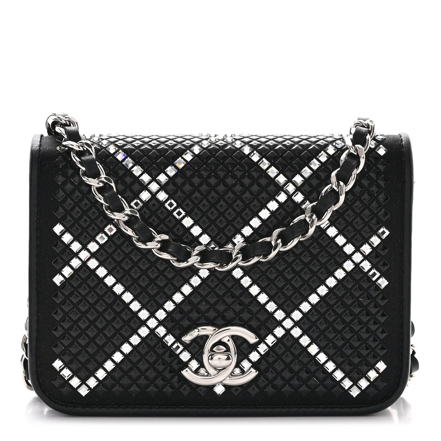 Chanel Lambskin Crystal Quilted Mini Chain Belt Bag Black 1 of 11