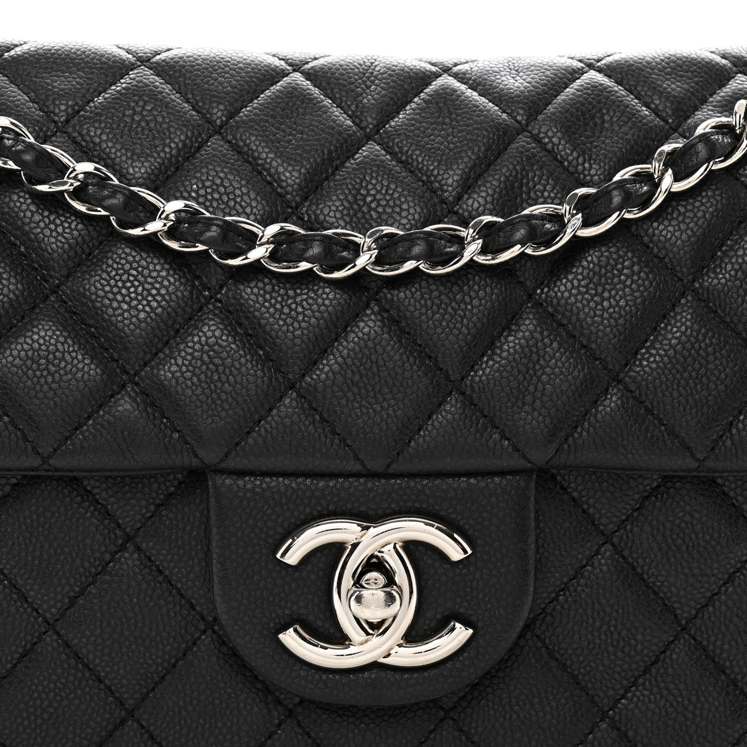 Chanel Washed Caviar Quilted Maxi Single Flap Black 8 of 11