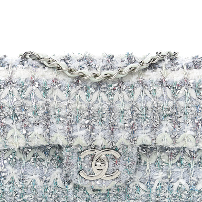 Chanel Tweed Quilted Mini Rectangular Flap Light Green Silver White 10 of 10