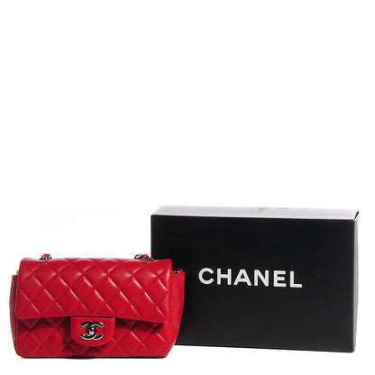 Chanel Lambskin Quilted Mini Rectangular Flap Red 5 of 8