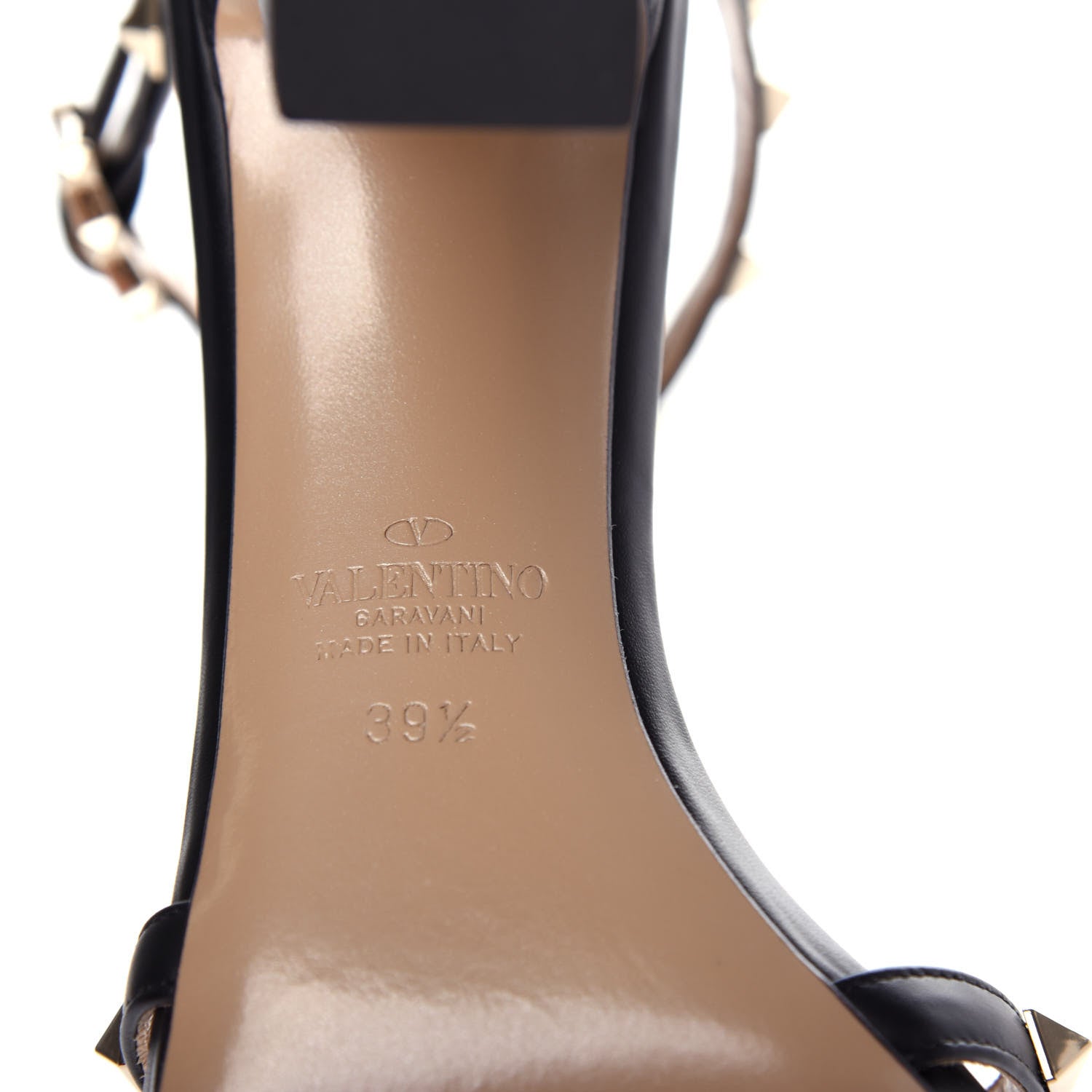 Valentino Garavani Calfskin Rockstud Cross Strap 05/105mm Sandals 39.5 Black 9 of 10