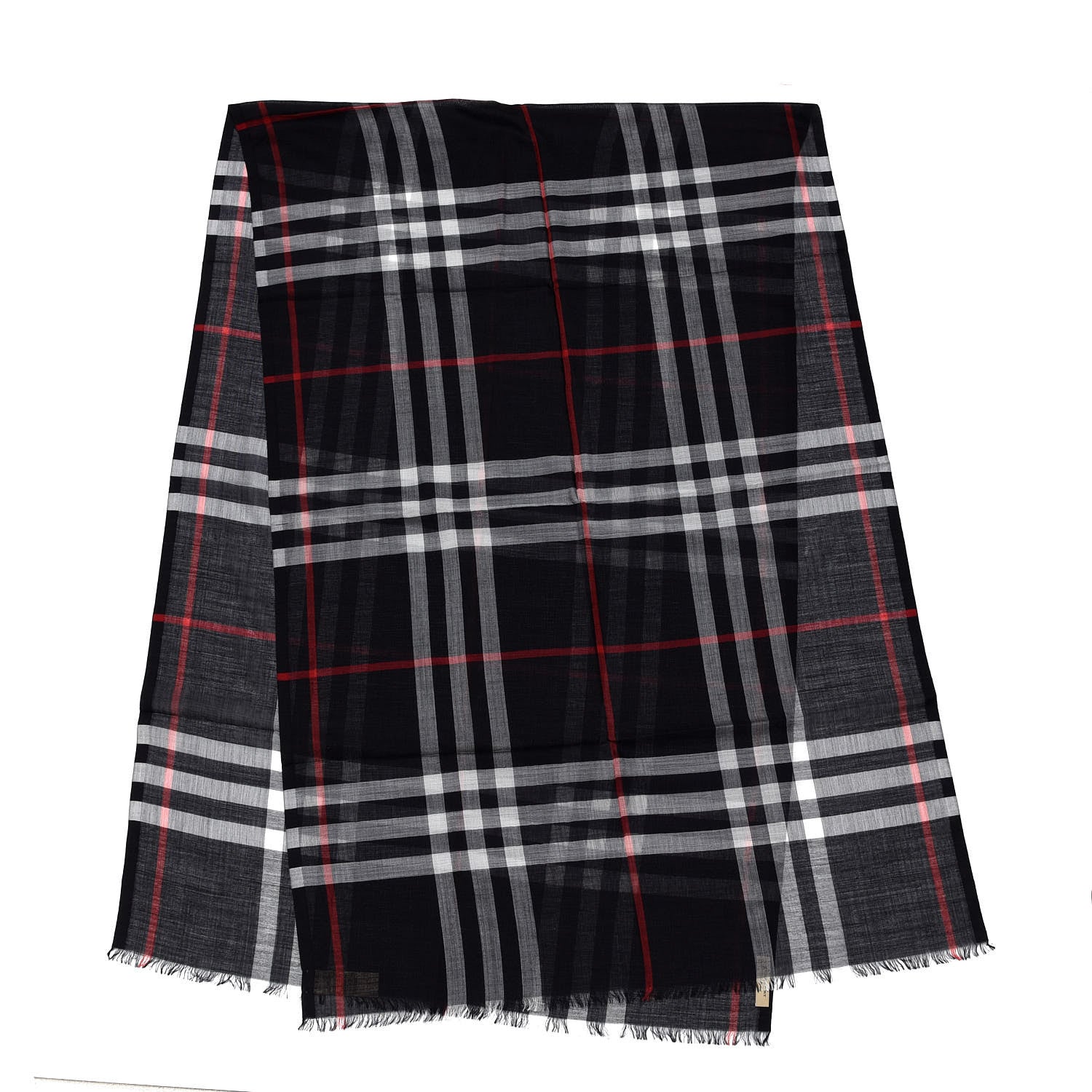 Burberry Wool Silk Gauze Lightweight Check Scarf Navy 3 of 4