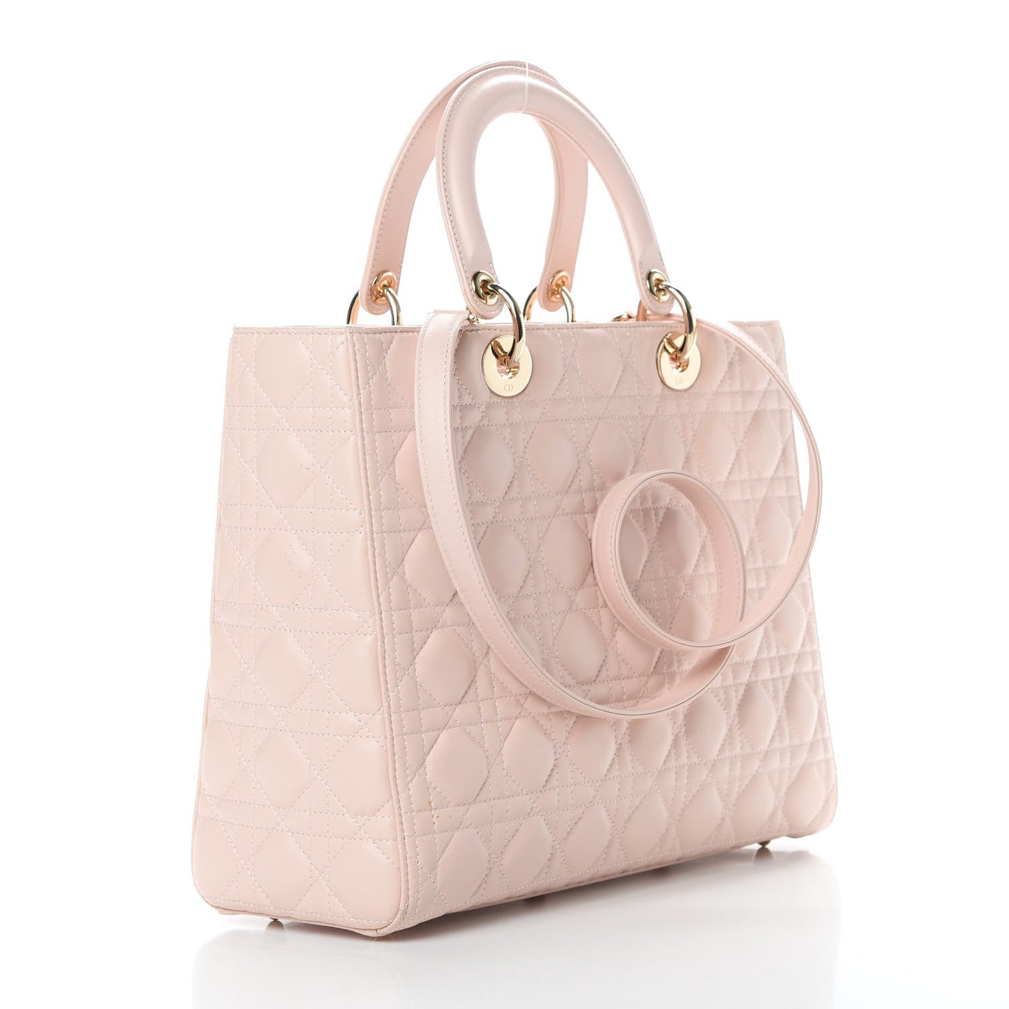 Lambskin Cannage Large Lady Dior Rose Poudre