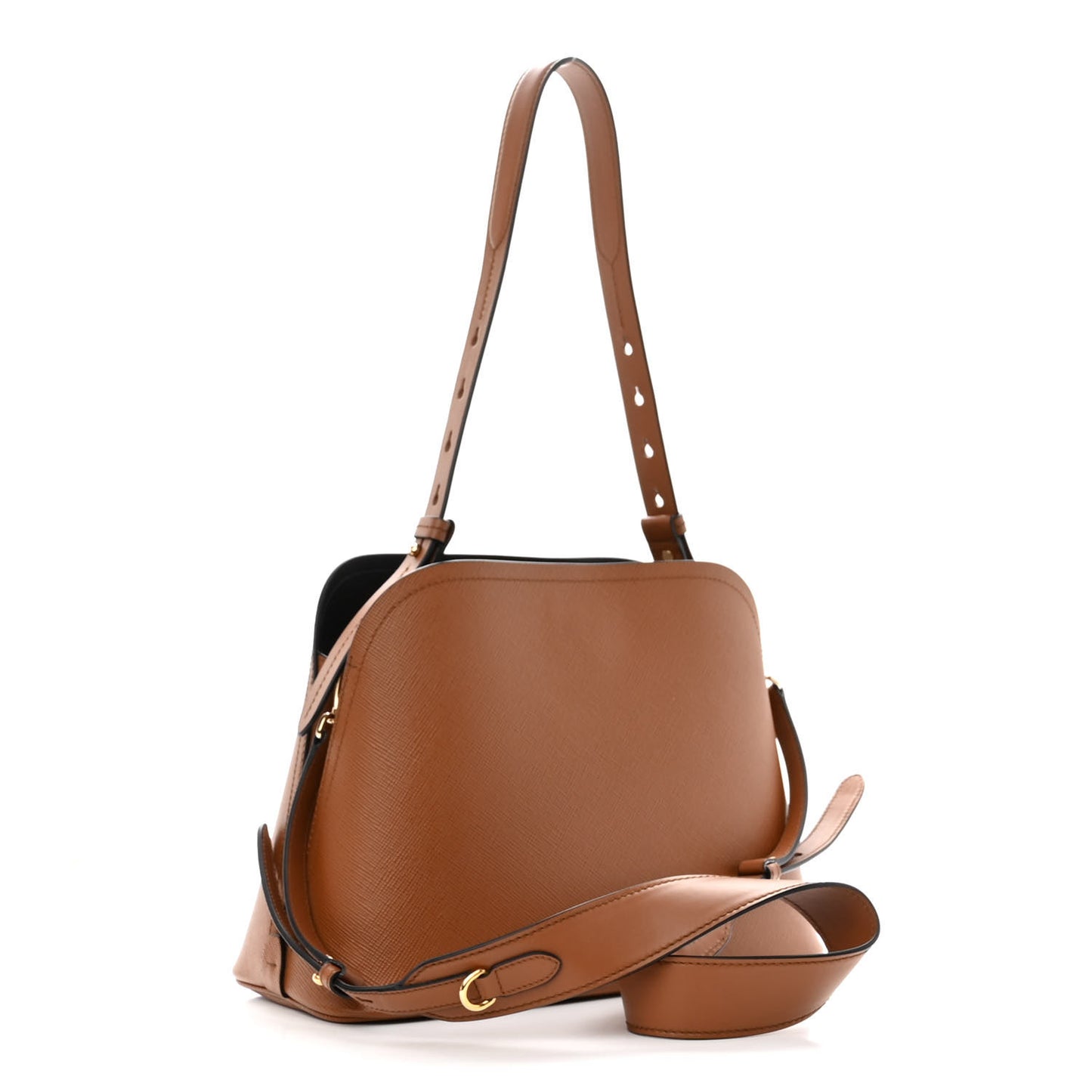 Saffiano Cuir Calfskin Matinee Tote Cognac Black