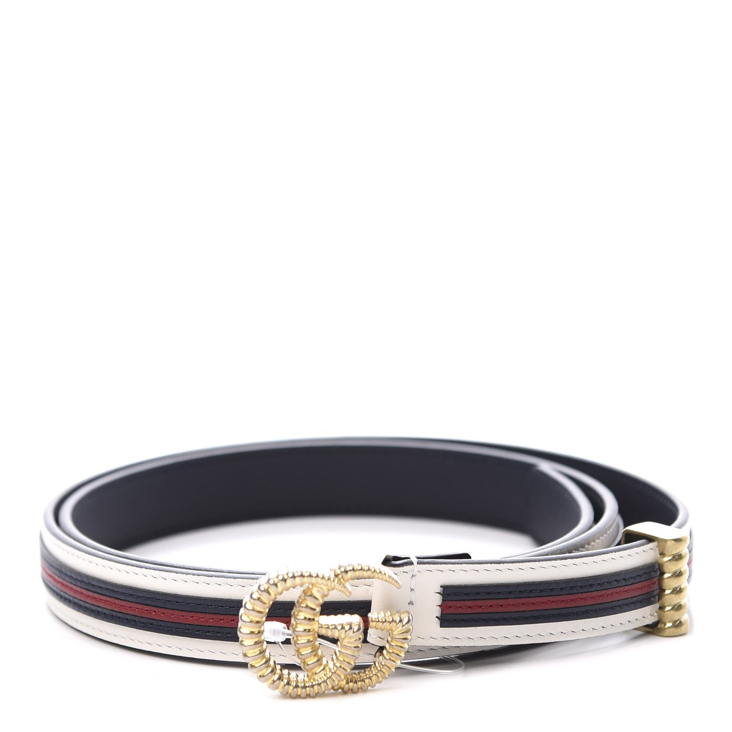 Gucci Calfskin 20mm Torchon Double G Sylvie Belt 90 36 Off White Blue Red 1 of 7