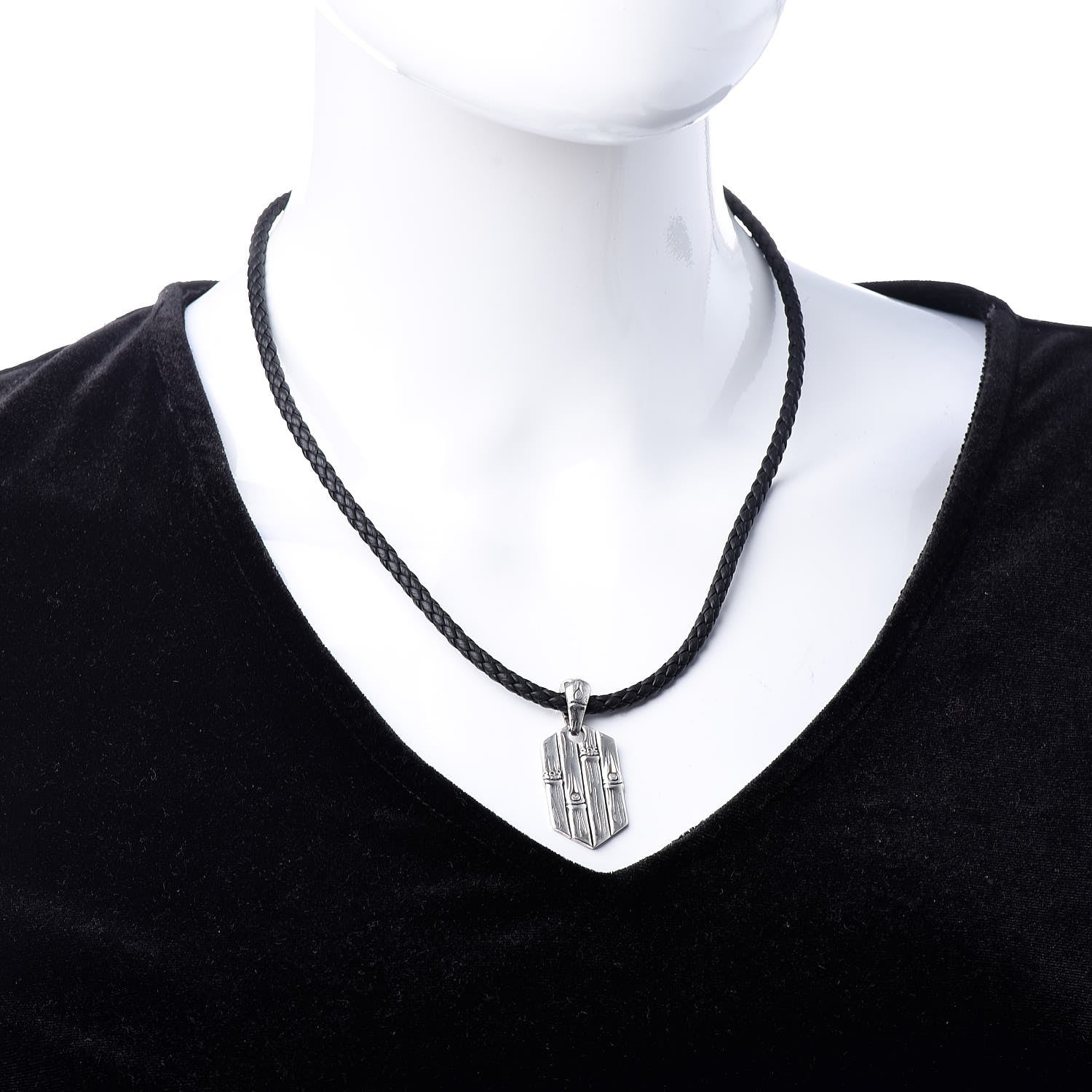 John Hardy Sterling Silver Braided Bamboo Pendant Necklace Black 2 of 6