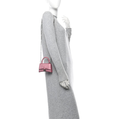 Balenciaga Glitter Fabric Hourglass Top Handle Bag Mini with Chain  Sweet Pink 2 of 10