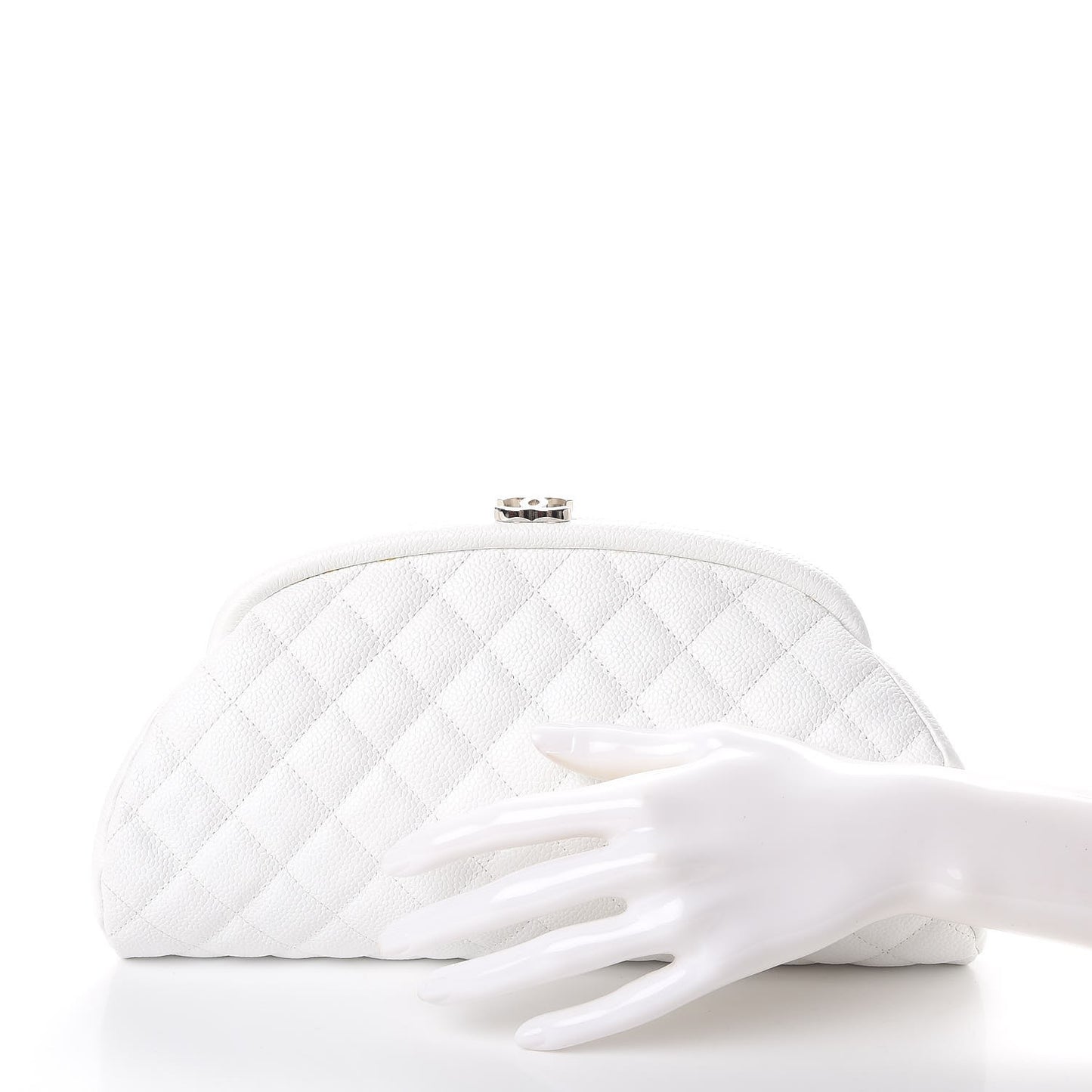 Caviar Quilted Timeless Clutch White
