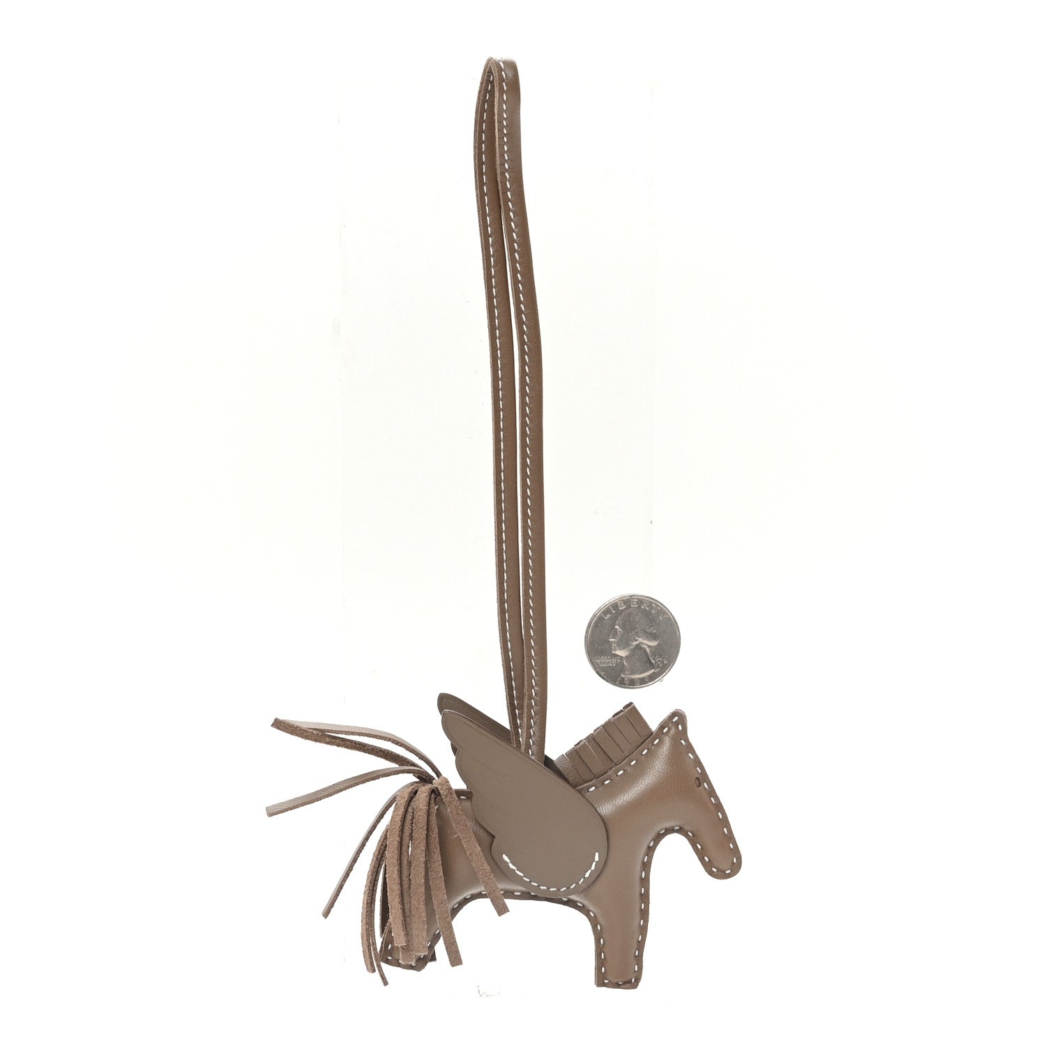 Hermes Milo Lambskin Grigri Rodeo Pegase Horse Bag Charm PM Etoupe 2 of 5