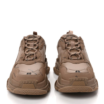 Balenciaga Technical Fabric Allover Logo Womens Triple S Sneakers 40 Dark Beige 2 of 8