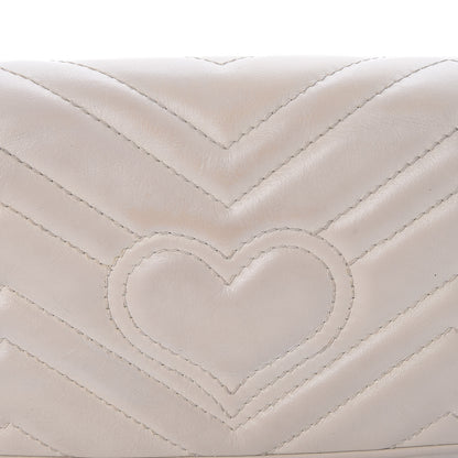 Gucci Calfskin Matelasse Super Mini GG Marmont Shoulder Bag White 14 of 18