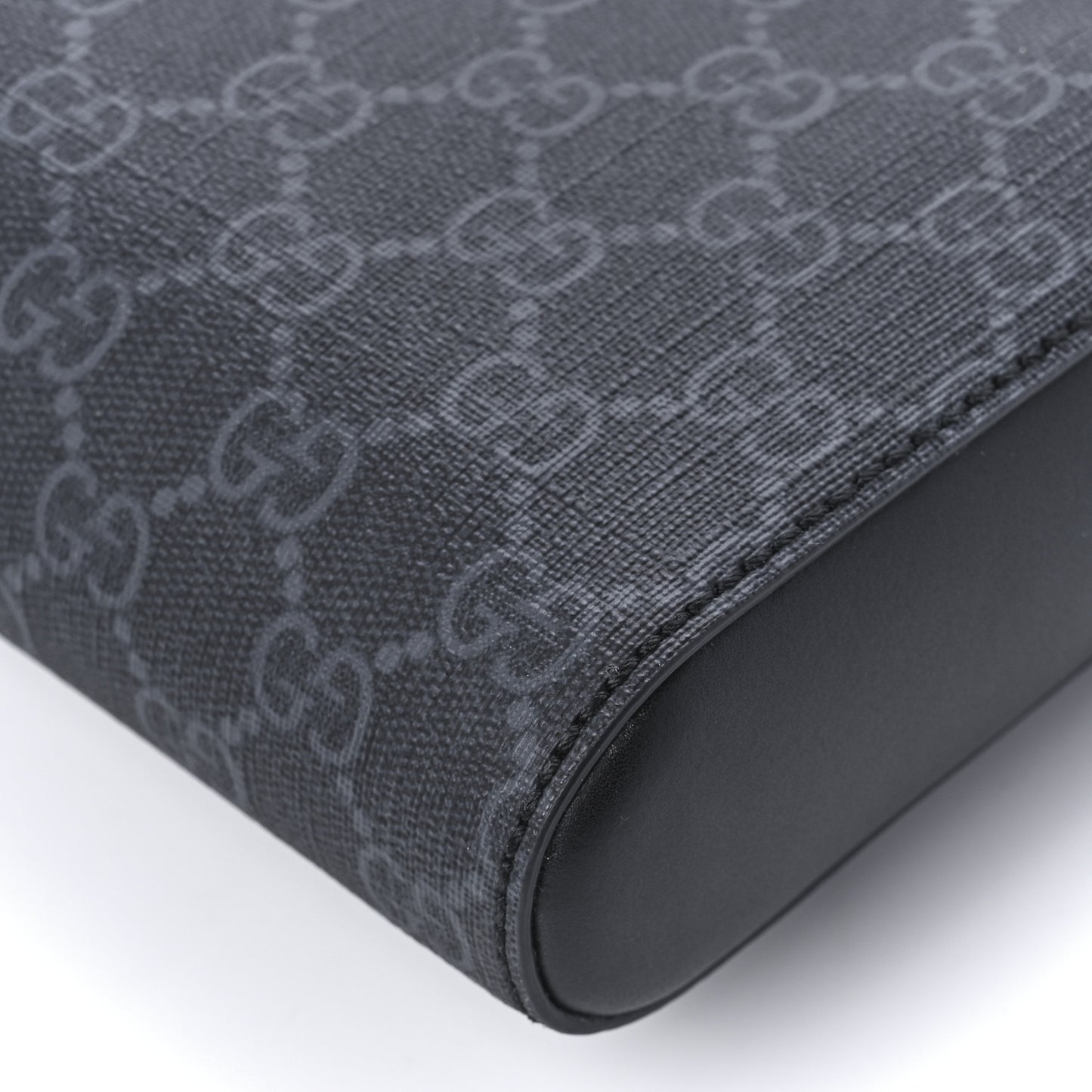 GG Supreme Monogram Web Small Flat Messenger Bag Black Grey