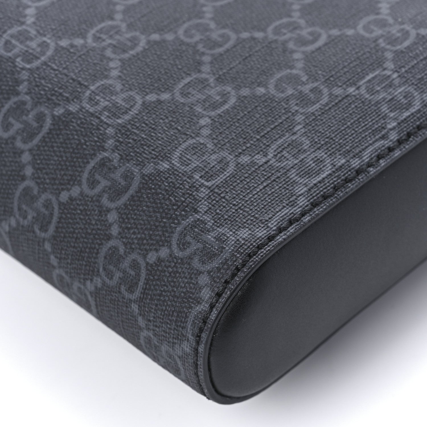 Gucci GG Supreme Monogram Web Small Flat Messenger Bag Black Grey 13 of 14