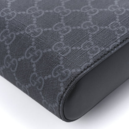 Gucci GG Supreme Monogram Web Small Flat Messenger Bag Black Grey 13 of 14