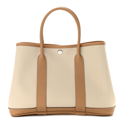 Hermes Toile Militaire Vache Country Garden Party 30 TPM Tote Beton Biscuit 1 of 10