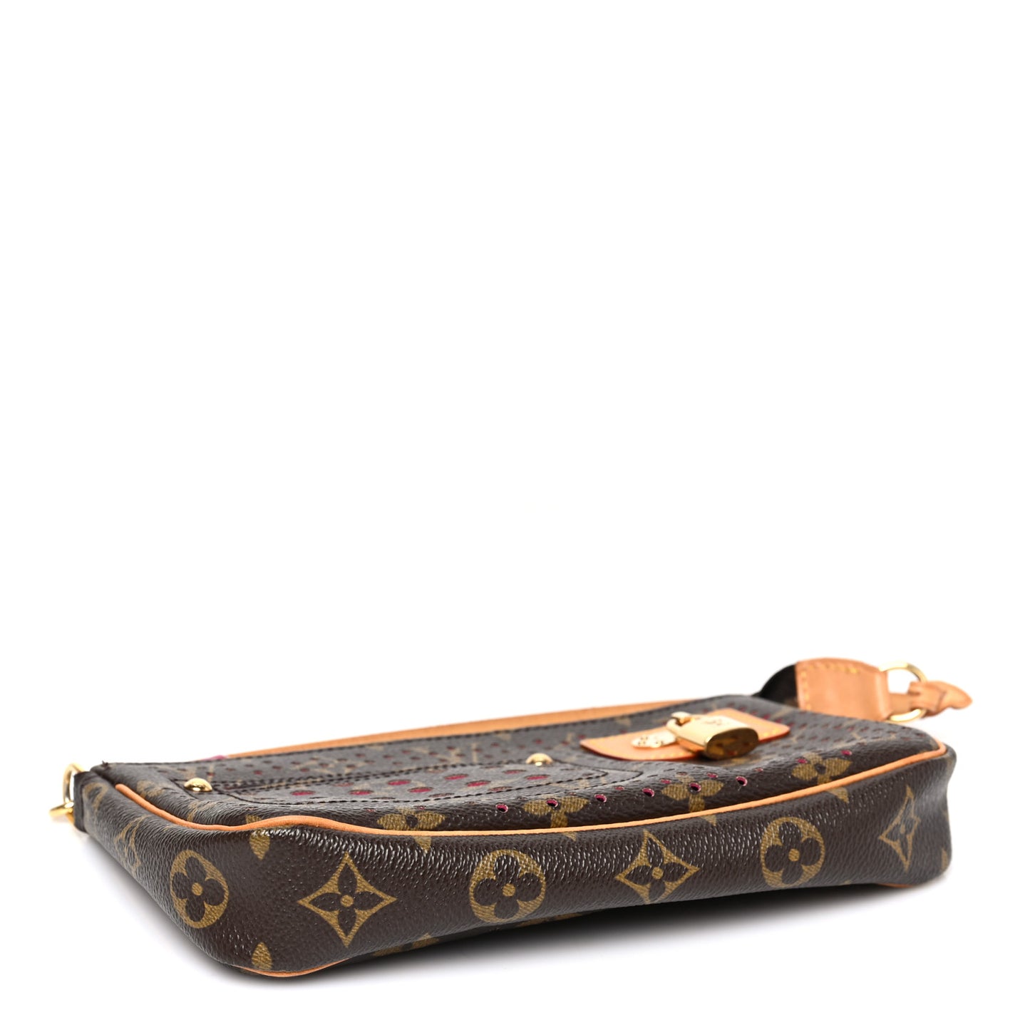 Monogram Perforated Pochette Accessories Bag Fuchsia