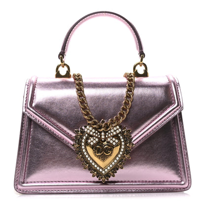 Dolce & Gabbana Metallic Nappa Small Devotion Top Handle Bag Pink 1 of 9