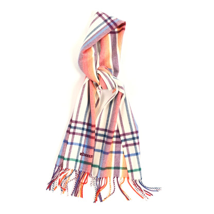 Hermes Cashmere Sweet Love Fringe Scarf Ecru Mandarine Aubergine 1 of 3
