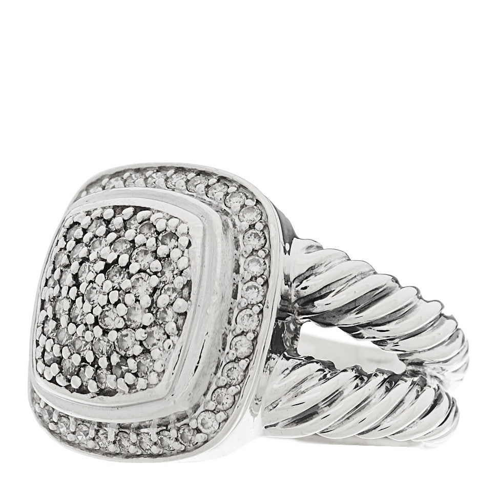 David Yurman Sterling Silver Diamond 11mm Albion Pave Ring 50 5.5 3 of 5