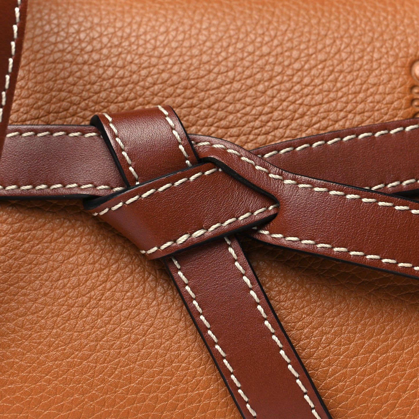 Grained Calfskin Mini Gate Crossbody Bag Caramel Pecan