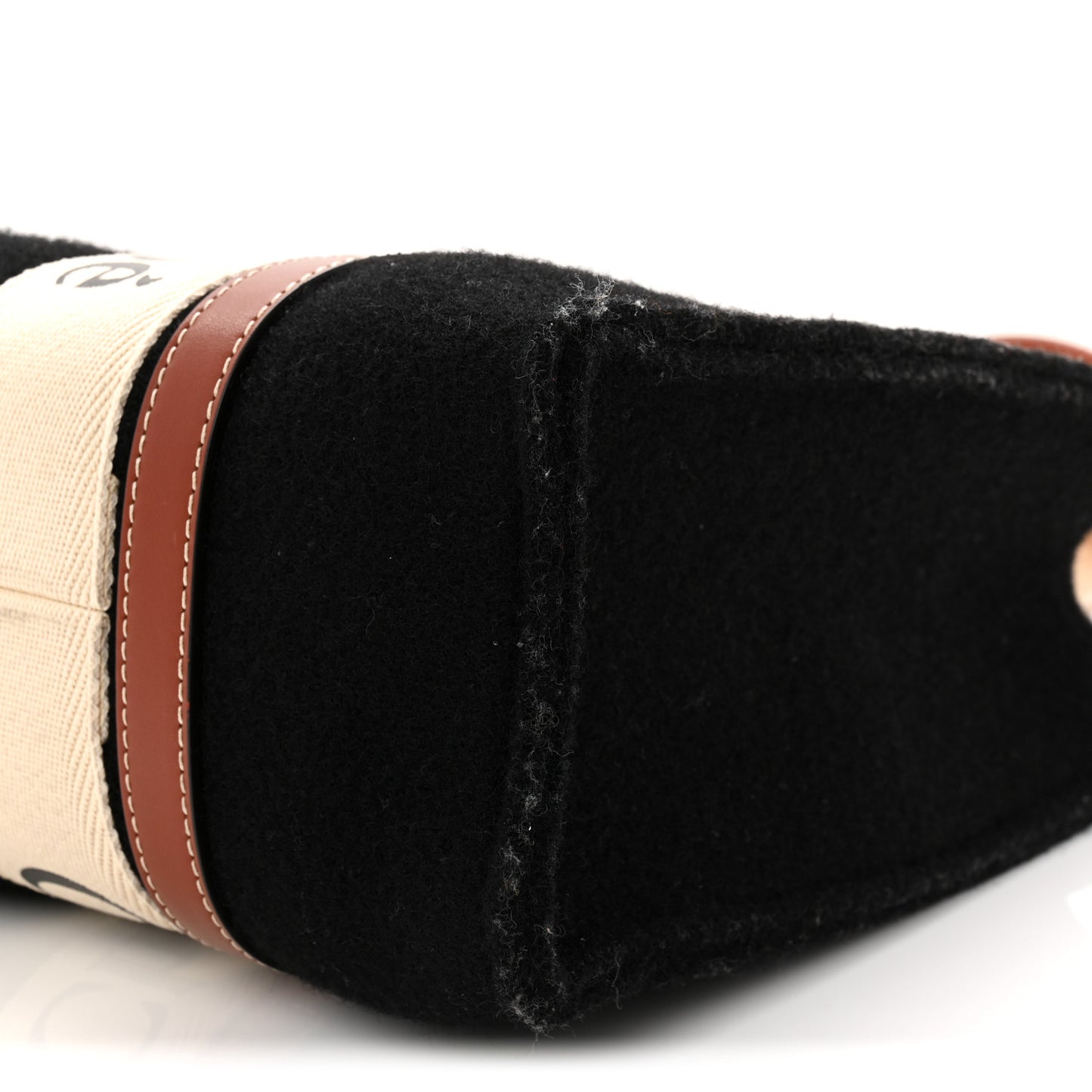 Felt Calfskin Medium Woody Ribbon Tote Black