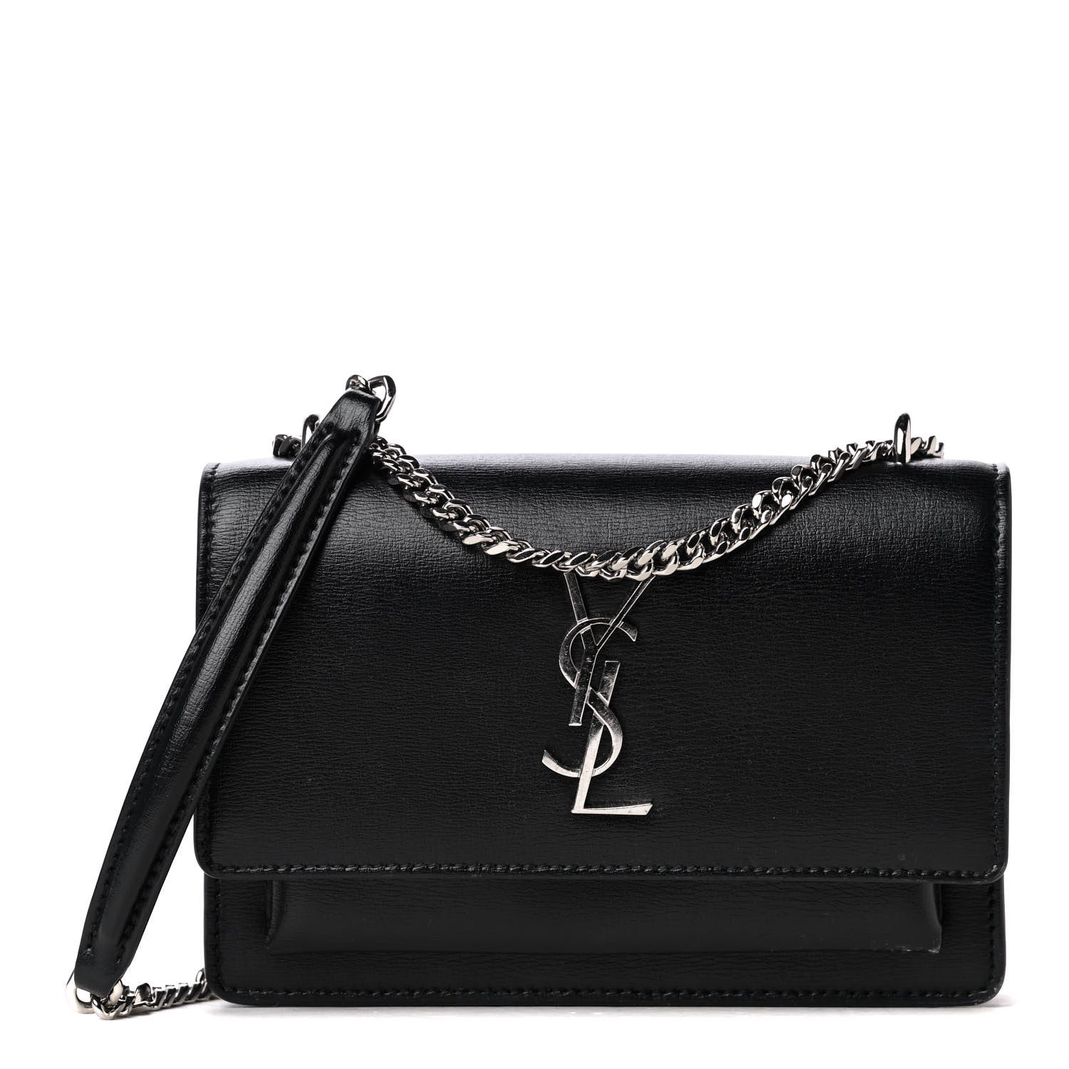 Saint Laurent Calfskin Monogram Sunset Chain Wallet Black 1 of 4