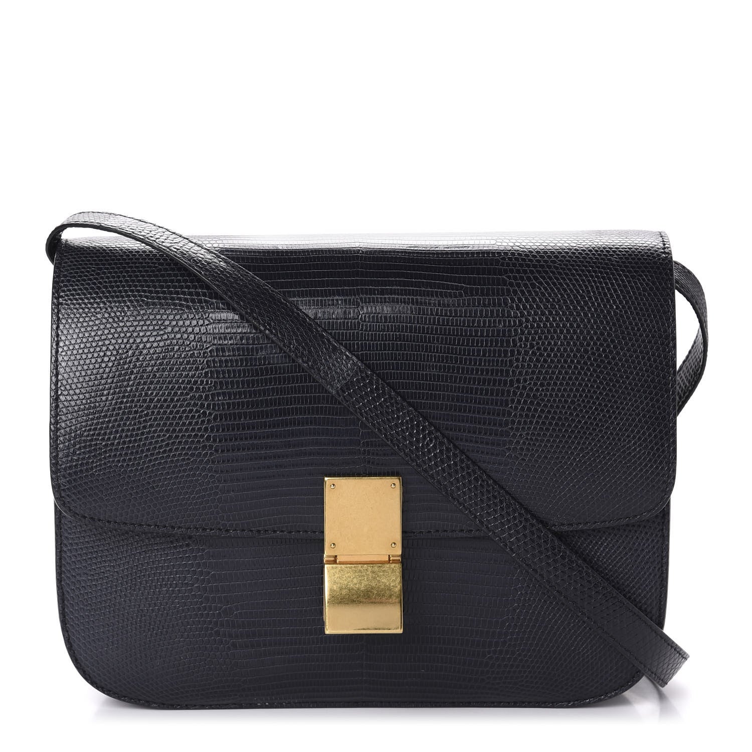 Celine Lizard Medium Classic Box Flap Bag Navy 1 of 9