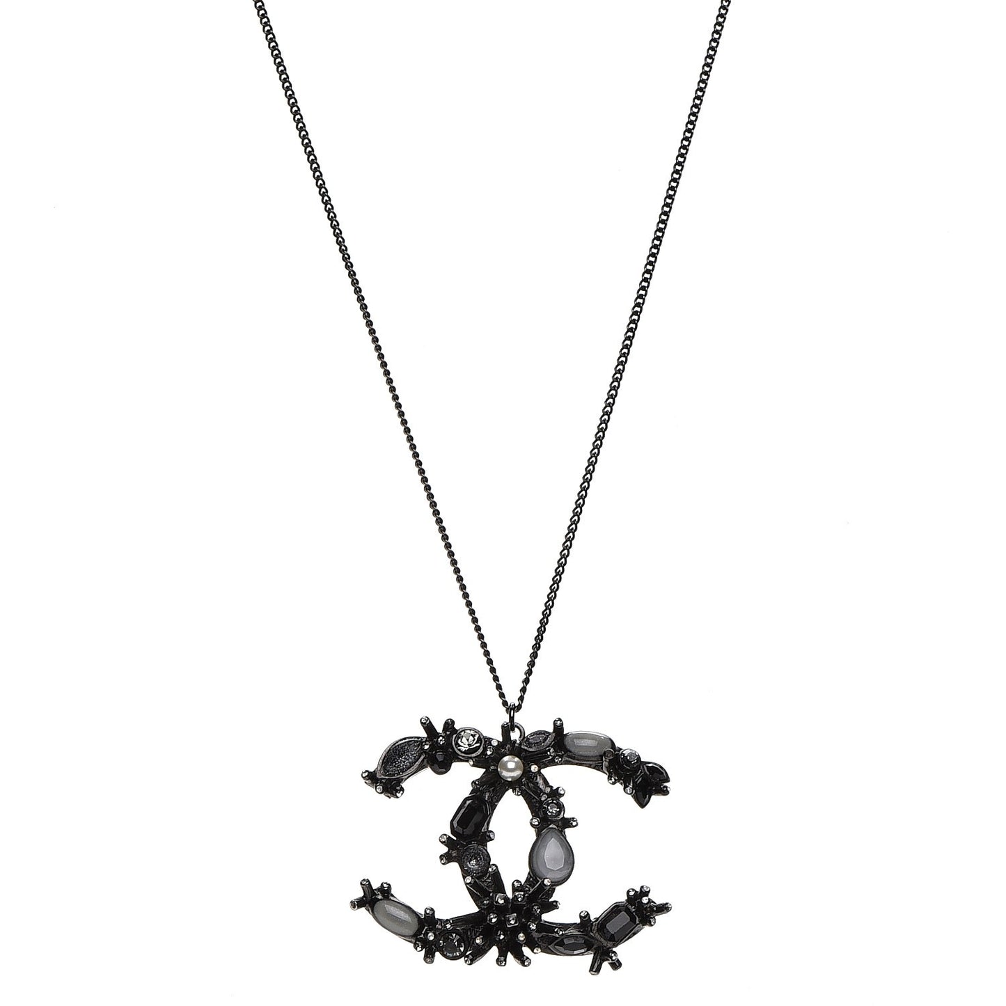 Ruthenium Crystal CC Necklace Black