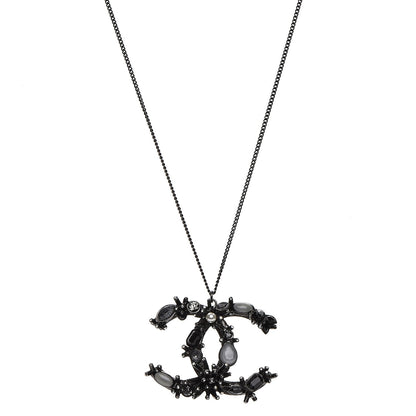 Chanel Ruthenium Crystal CC Necklace Black 1 of 7