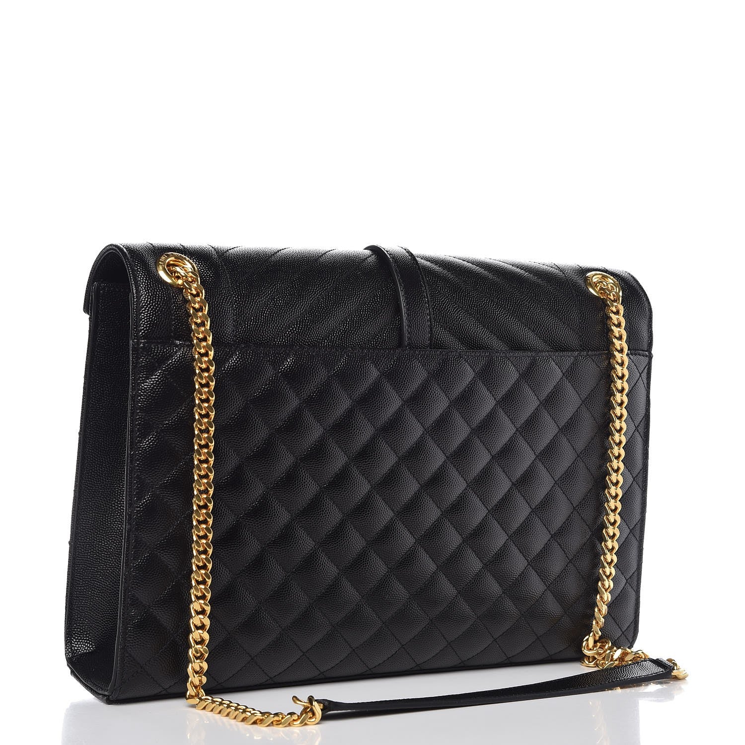 Saint Laurent Grain De Poudre Textured Mixed Matelasse Large Triquilt Monogram Satchel Black 3 of 7