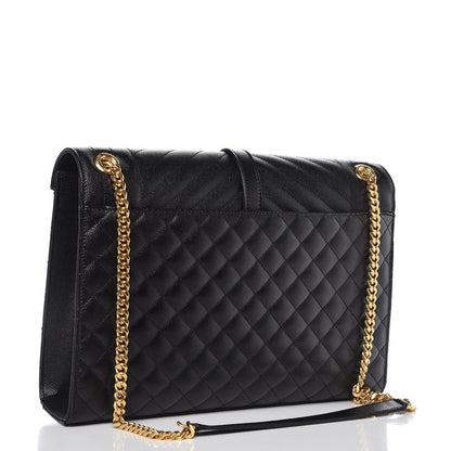 Saint Laurent Grain De Poudre Textured Mixed Matelasse Large Triquilt Monogram Satchel Black 3 of 7