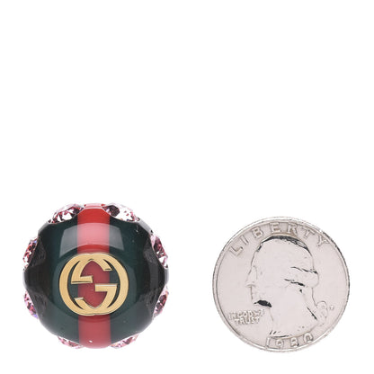 Gucci Resin Strass Vintage Web Stud Pin Red Green 2 of 4