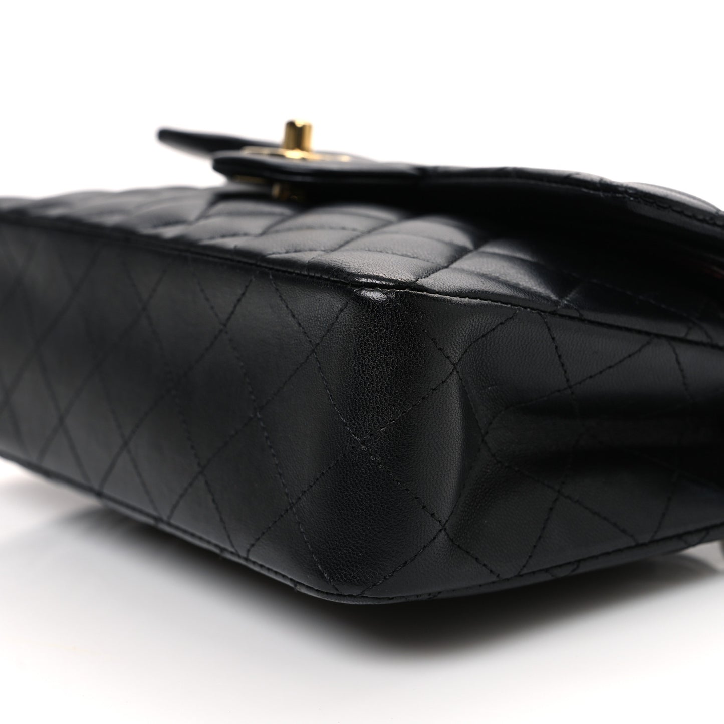 Lambskin Quilted Small Double Flap Black
