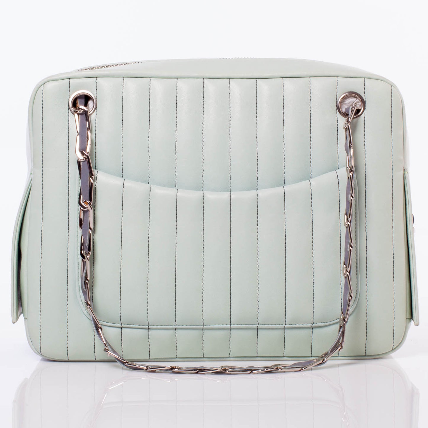 Lambskin Vertical Quilted Mademoiselle Camera Case Green