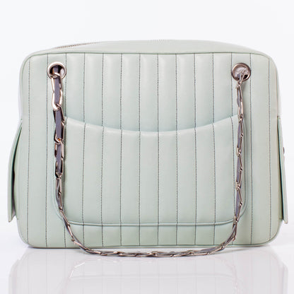 Chanel Lambskin Vertical Quilted Mademoiselle Camera Case Green 4 of 13
