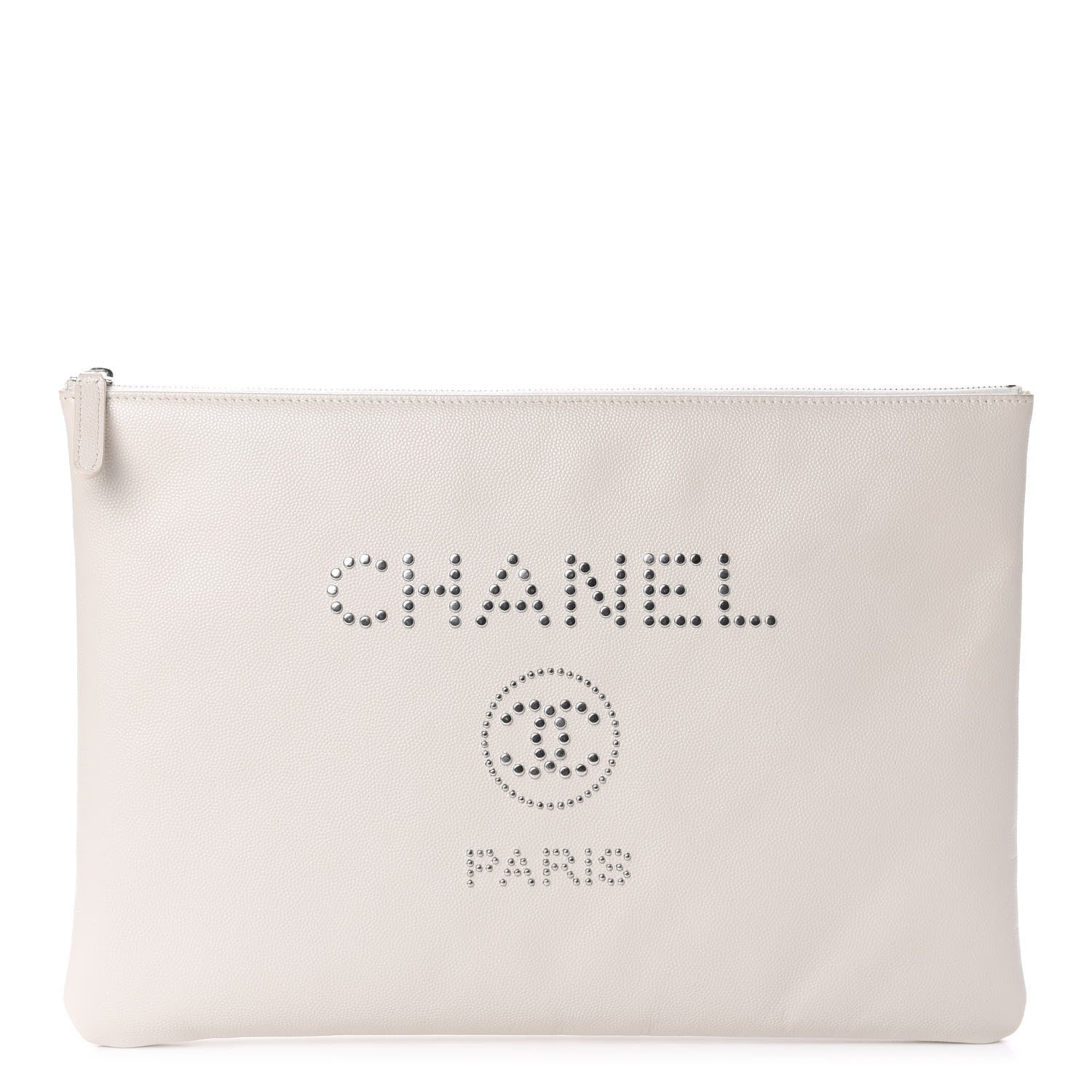 Chanel Caviar Studded Large Deauville Pouch Beige 1 of 7