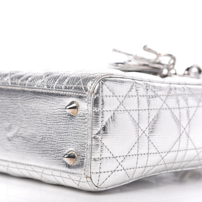Christian Dior Metallic Grained Calfskin Cannage Small Lucky Badges My Lady Dior Silver 7 of 9