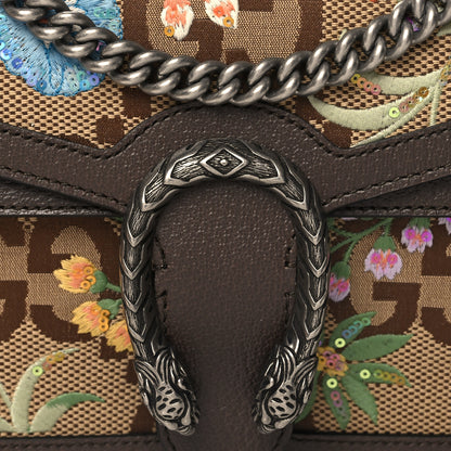 Gucci Monogram Jumbo GG Textured Dollar Calfskin Embroidered Small Dionysus Shoulder Bag Camel Ebony New Acero Multicolor 9 of 11